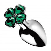 Large Lucky Clover Gem Anal Plug with Weighted Metal Design > Anal Range > Jewel Butt Plugs